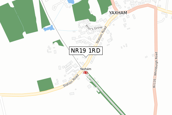 NR19 1RD map - large scale - OS Open Zoomstack (Ordnance Survey)