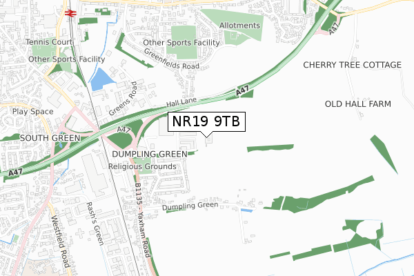 NR19 9TB map - small scale - OS Open Zoomstack (Ordnance Survey) NR19 9TB map - small scale - OS Open Zoomstack (Ordnance Survey)