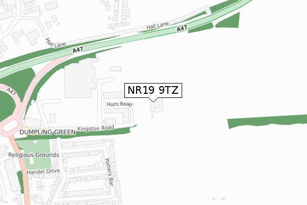 NR19 9TZ map - large scale - OS Open Zoomstack (Ordnance Survey)