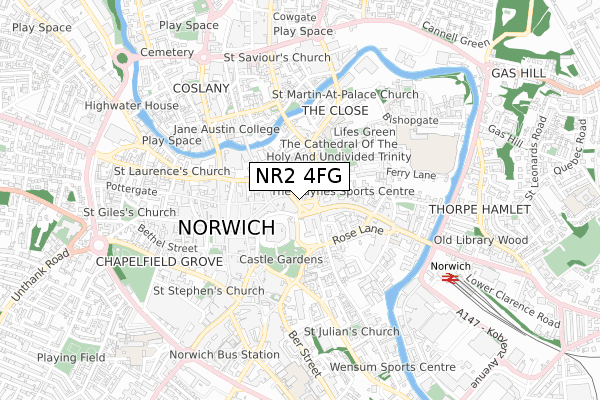 NR2 4FG map - small scale - OS Open Zoomstack (Ordnance Survey) NR2 4FG map - small scale - OS Open Zoomstack (Ordnance Survey)