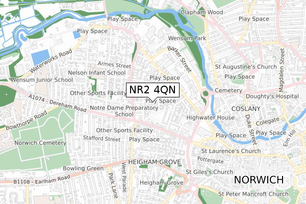 NR2 4QN map - small scale - OS Open Zoomstack (Ordnance Survey) NR2 4QN map - small scale - OS Open Zoomstack (Ordnance Survey)