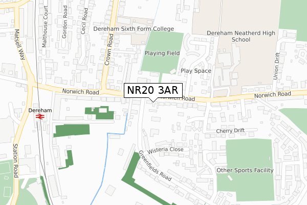 NR20 3AR map - large scale - OS Open Zoomstack (Ordnance Survey)