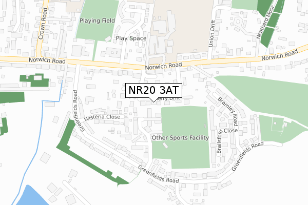 NR20 3AT map - large scale - OS Open Zoomstack (Ordnance Survey)