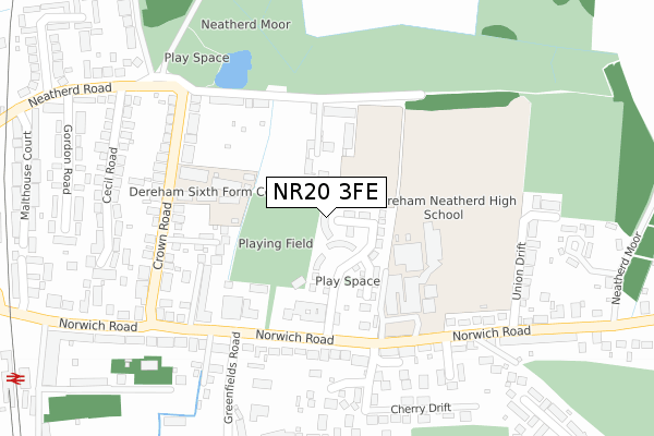 NR20 3FE map - large scale - OS Open Zoomstack (Ordnance Survey)