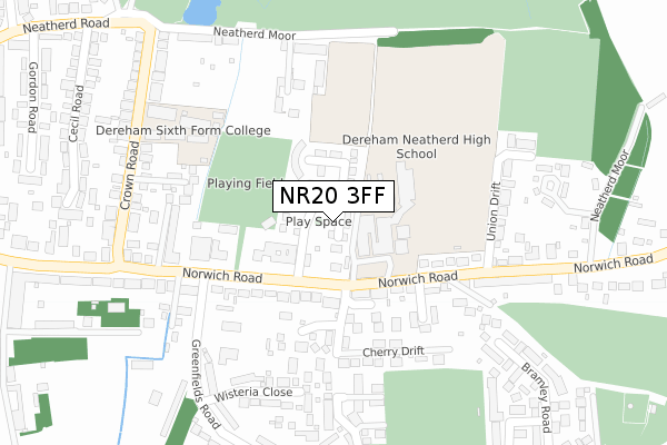 NR20 3FF map - large scale - OS Open Zoomstack (Ordnance Survey)