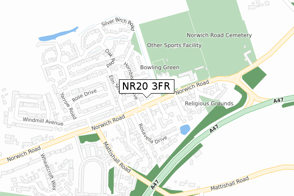 NR20 3FR map - large scale - OS Open Zoomstack (Ordnance Survey)