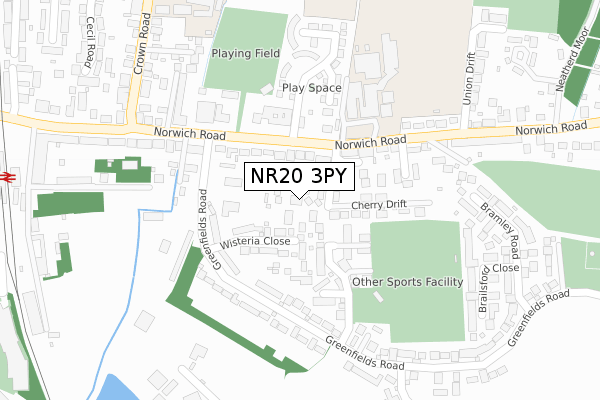 NR20 3PY map - large scale - OS Open Zoomstack (Ordnance Survey)