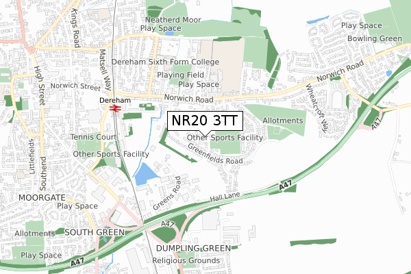 NR20 3TT map - small scale - OS Open Zoomstack (Ordnance Survey)