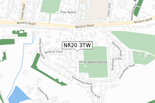 NR20 3TW map - large scale - OS Open Zoomstack (Ordnance Survey)