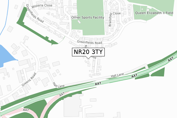 NR20 3TY map - large scale - OS Open Zoomstack (Ordnance Survey)