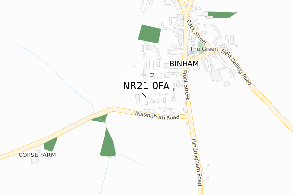 NR21 0FA map - large scale - OS Open Zoomstack (Ordnance Survey)