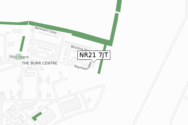 NR21 7JT map - large scale - OS Open Zoomstack (Ordnance Survey)