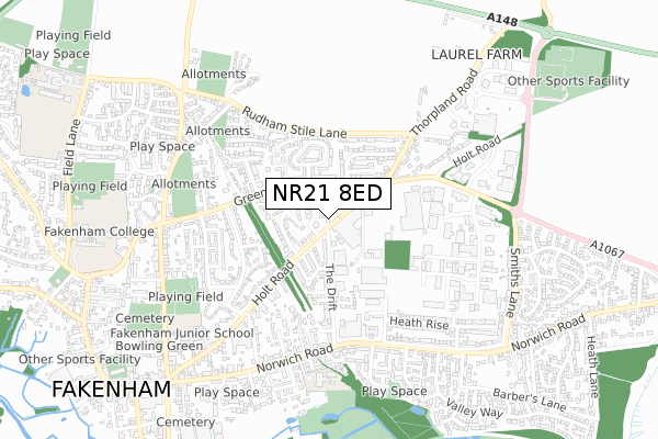 NR21 8ED map - small scale - OS Open Zoomstack (Ordnance Survey)