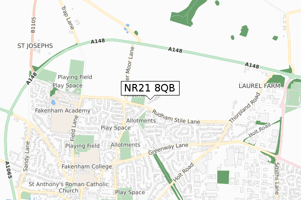 NR21 8QB map - small scale - OS Open Zoomstack (Ordnance Survey)