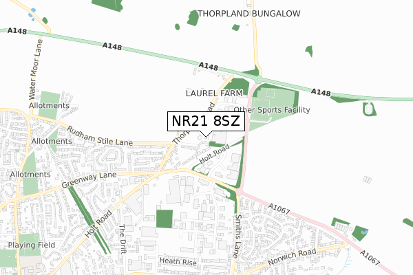 NR21 8SZ map - small scale - OS Open Zoomstack (Ordnance Survey)