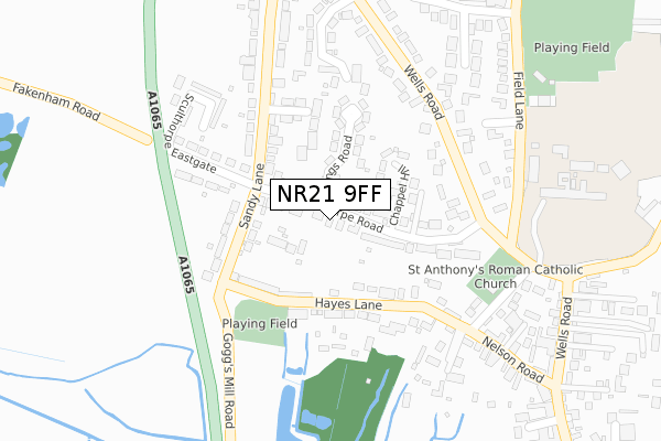 NR21 9FF map - large scale - OS Open Zoomstack (Ordnance Survey)