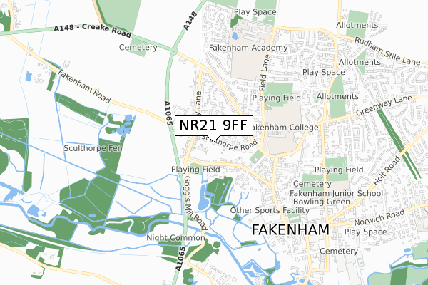 NR21 9FF map - small scale - OS Open Zoomstack (Ordnance Survey)