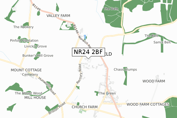 NR24 2BF map - small scale - OS Open Zoomstack (Ordnance Survey) NR24 2BF map - small scale - OS Open Zoomstack (Ordnance Survey)