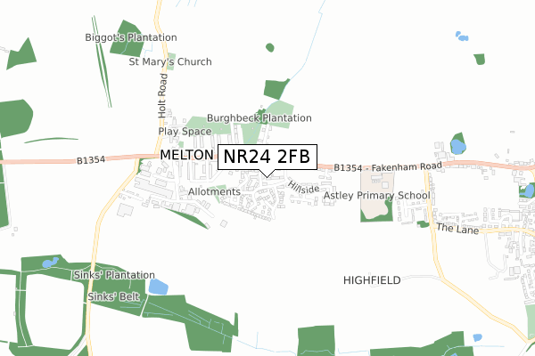 NR24 2FB map - small scale - OS Open Zoomstack (Ordnance Survey) NR24 2FB map - small scale - OS Open Zoomstack (Ordnance Survey)