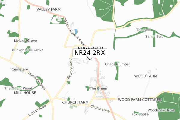 NR24 2RX map - small scale - OS Open Zoomstack (Ordnance Survey)