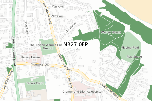 NR27 0FP map - large scale - OS Open Zoomstack (Ordnance Survey)