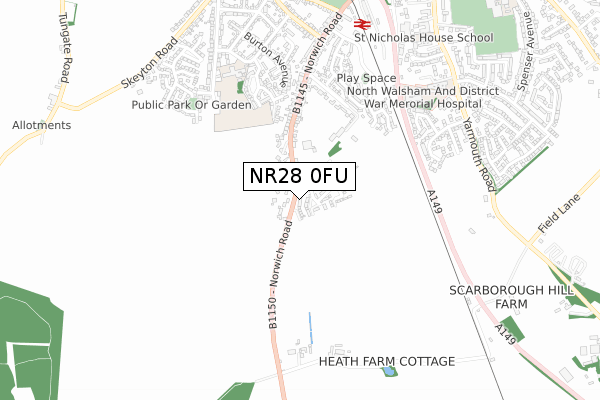 NR28 0FU map - small scale - OS Open Zoomstack (Ordnance Survey)