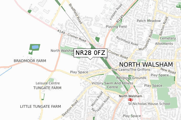 NR28 0FZ map - small scale - OS Open Zoomstack (Ordnance Survey)