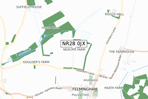 NR28 0JX map - small scale - OS Open Zoomstack (Ordnance Survey)