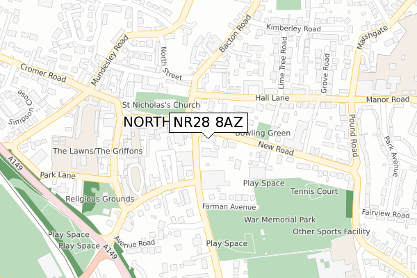 NR28 8AZ map - large scale - OS Open Zoomstack (Ordnance Survey)