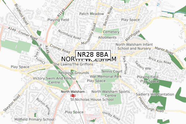 NR28 8BA map - small scale - OS Open Zoomstack (Ordnance Survey)