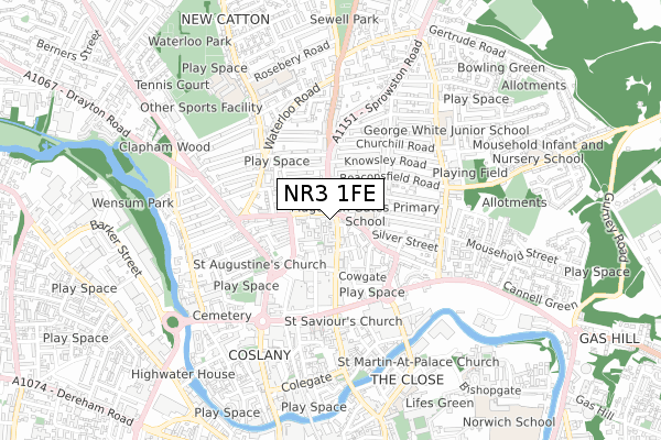 NR3 1FE map - small scale - OS Open Zoomstack (Ordnance Survey)