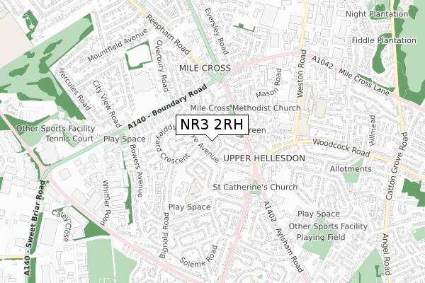 NR3 2RH map - small scale - OS Open Zoomstack (Ordnance Survey)