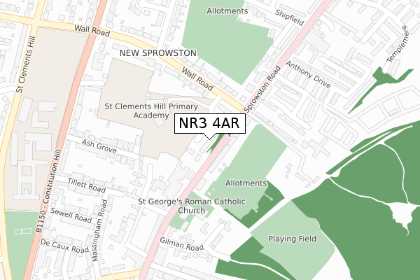 NR3 4AR map - large scale - OS Open Zoomstack (Ordnance Survey)