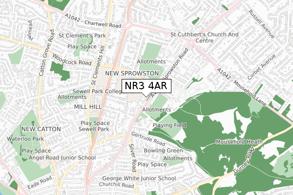 NR3 4AR map - small scale - OS Open Zoomstack (Ordnance Survey)