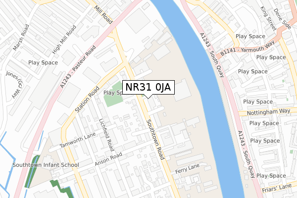 NR31 0JA map - large scale - OS Open Zoomstack (Ordnance Survey)