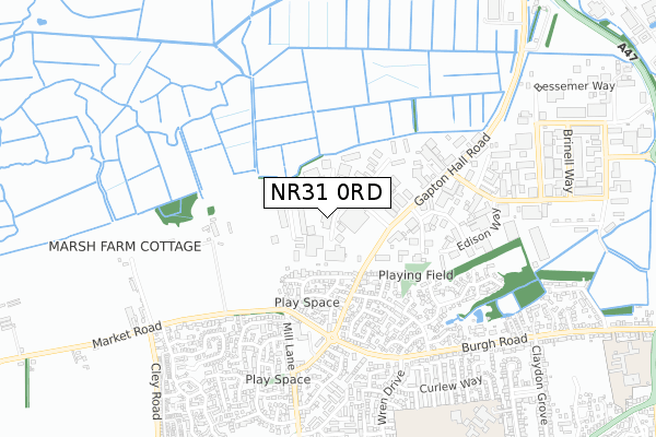 NR31 0RD map - small scale - OS Open Zoomstack (Ordnance Survey)