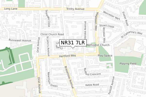 NR31 7LR map - large scale - OS Open Zoomstack (Ordnance Survey)