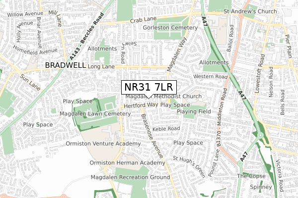 NR31 7LR map - small scale - OS Open Zoomstack (Ordnance Survey)