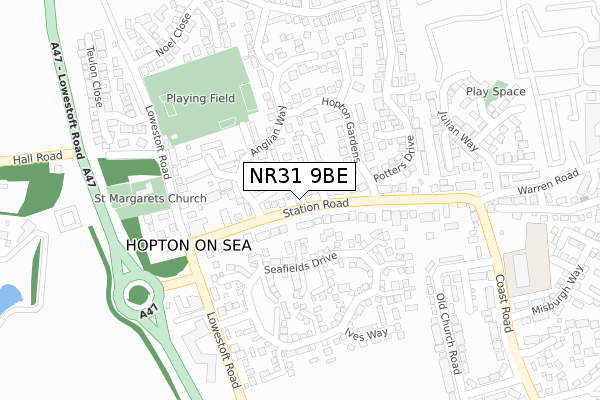 NR31 9BE map - large scale - OS Open Zoomstack (Ordnance Survey)