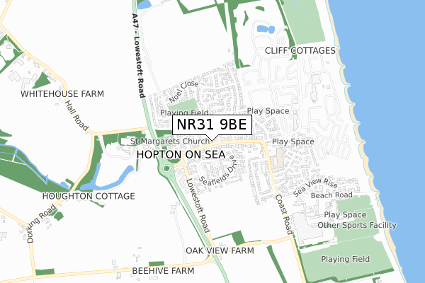 NR31 9BE map - small scale - OS Open Zoomstack (Ordnance Survey)