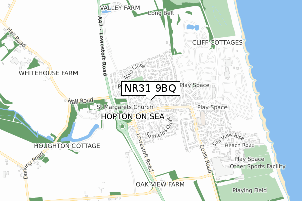 NR31 9BQ map - small scale - OS Open Zoomstack (Ordnance Survey)