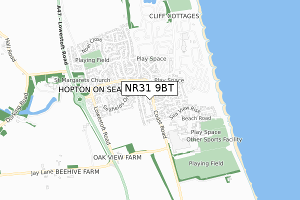 NR31 9BT map - small scale - OS Open Zoomstack (Ordnance Survey)
