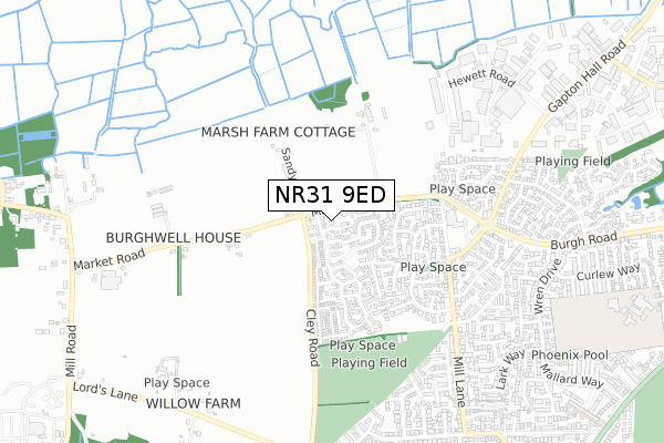 NR31 9ED map - small scale - OS Open Zoomstack (Ordnance Survey)