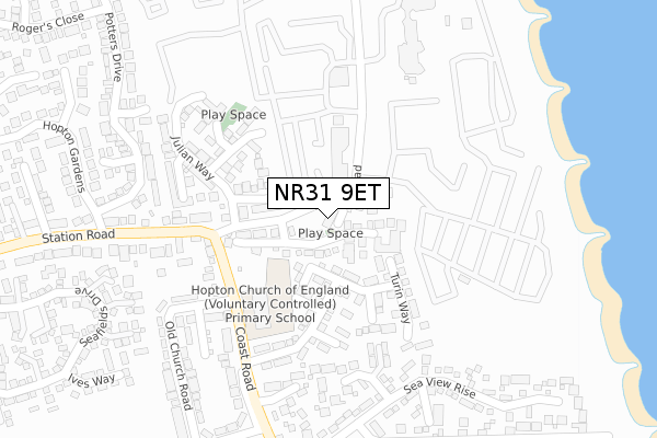 NR31 9ET map - large scale - OS Open Zoomstack (Ordnance Survey)