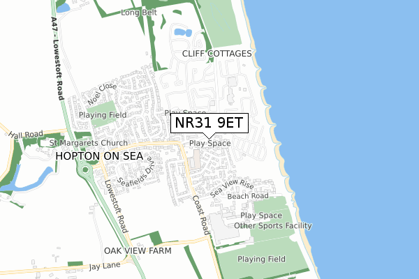 NR31 9ET map - small scale - OS Open Zoomstack (Ordnance Survey)