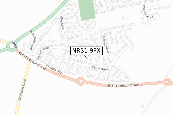 NR31 9FX map - large scale - OS Open Zoomstack (Ordnance Survey)