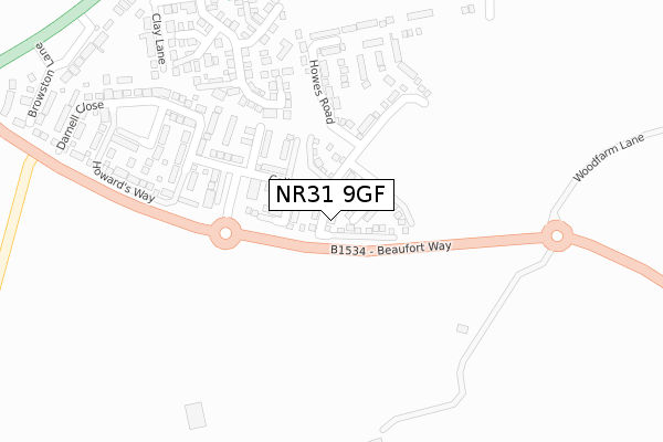 NR31 9GF map - large scale - OS Open Zoomstack (Ordnance Survey)