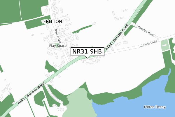 NR31 9HB map - large scale - OS Open Zoomstack (Ordnance Survey)