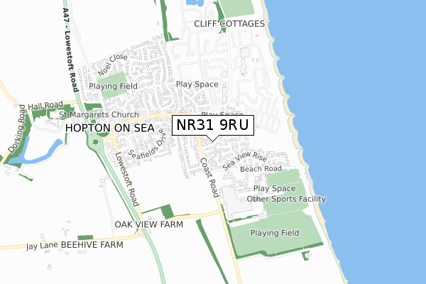 NR31 9RU map - small scale - OS Open Zoomstack (Ordnance Survey)