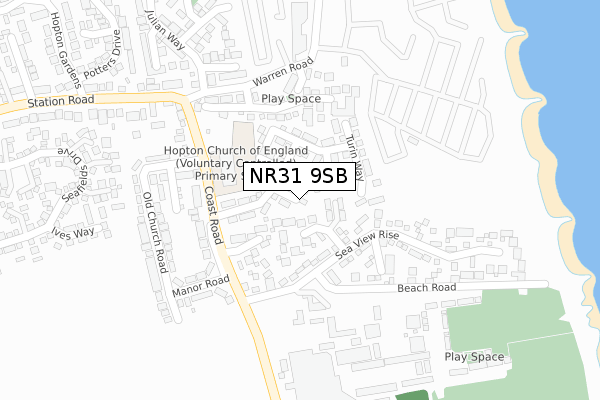 NR31 9SB map - large scale - OS Open Zoomstack (Ordnance Survey)